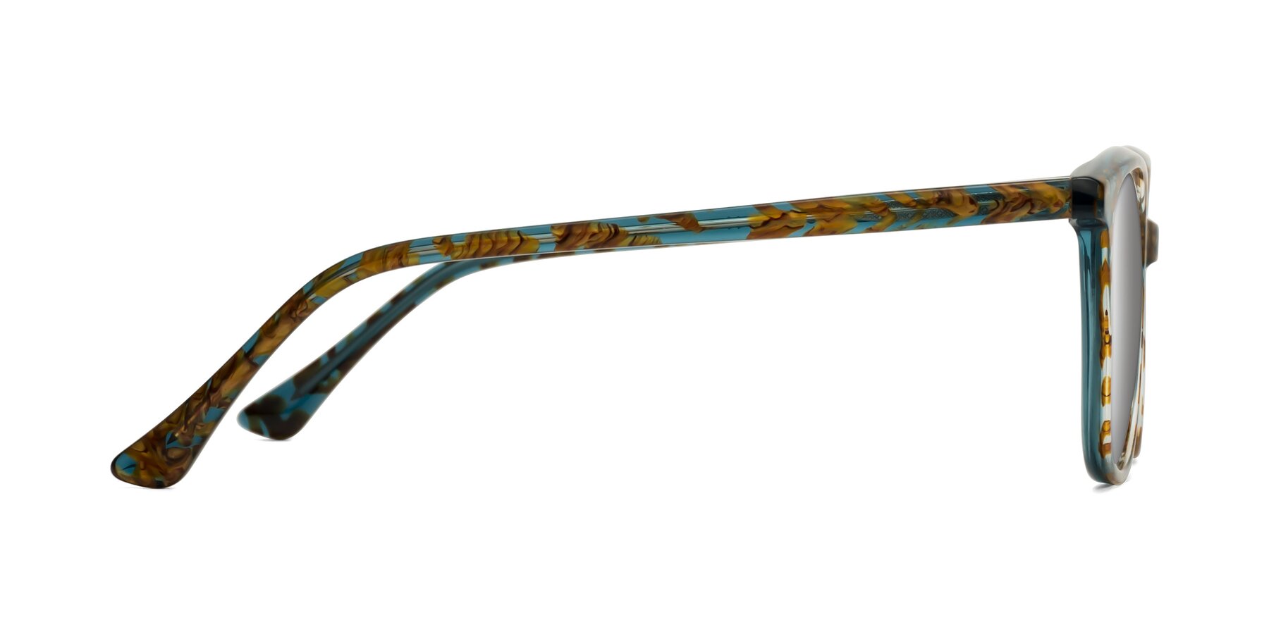 Side of Creek in Ocean Blue Floral with Silver Mirrored Lenses
