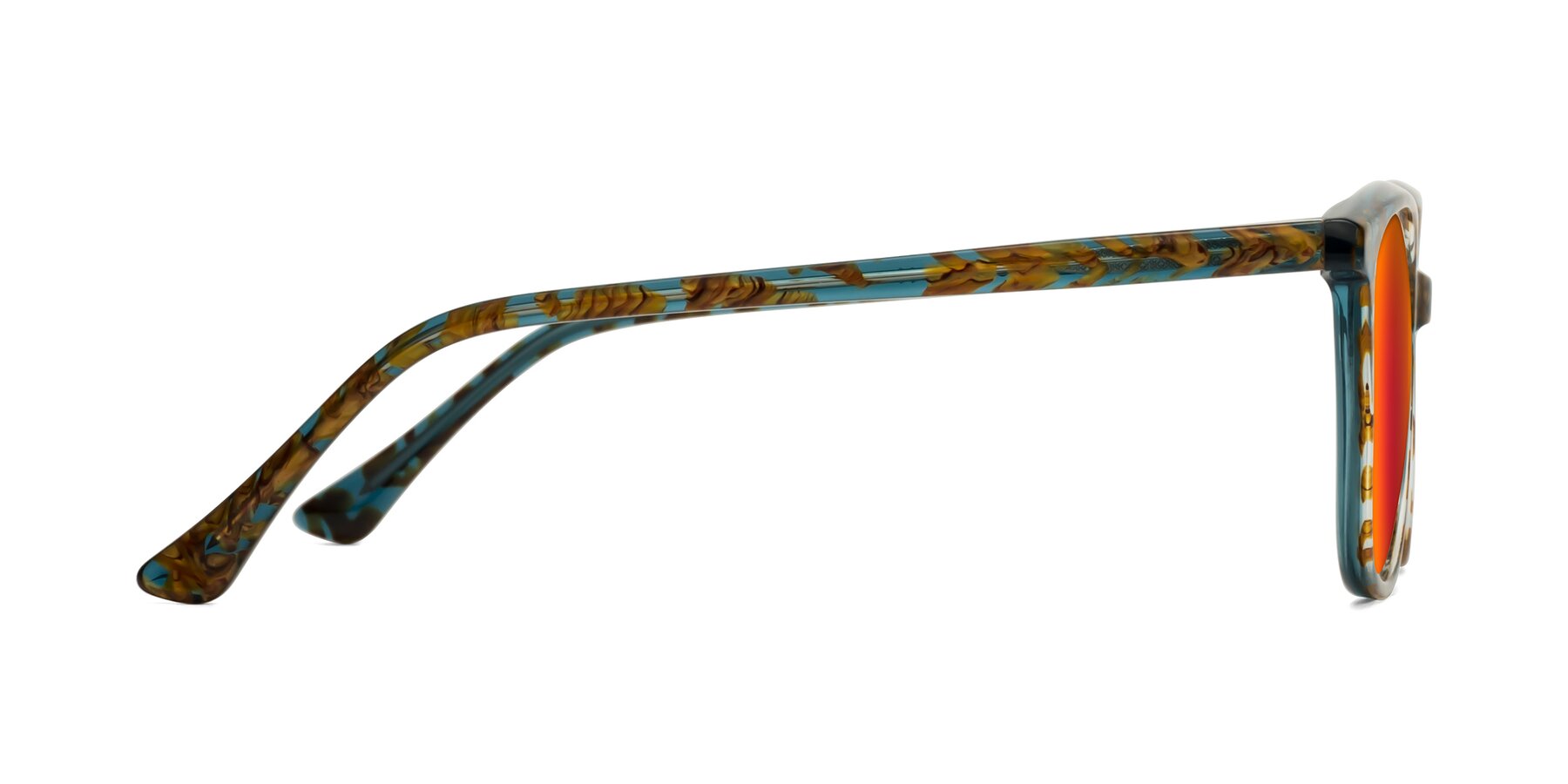 Side of Creek in Ocean Blue Floral with Red Gold Mirrored Lenses