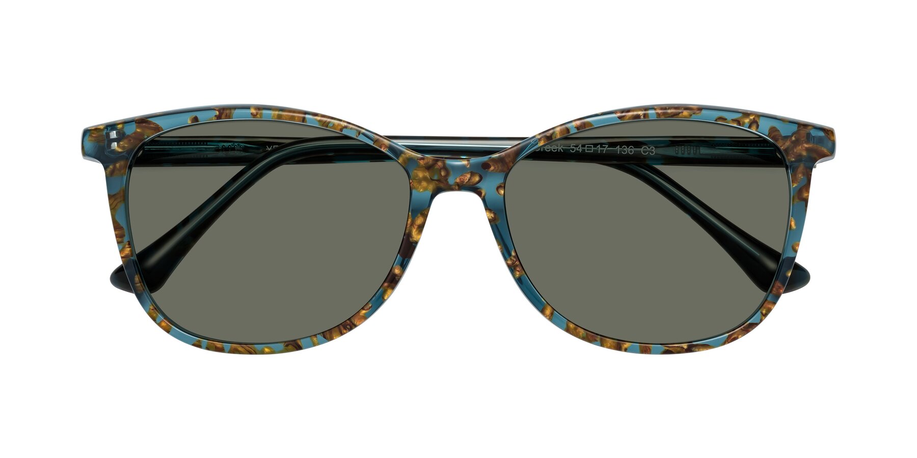 Folded Front of Creek in Ocean Blue Floral with Gray Polarized Lenses