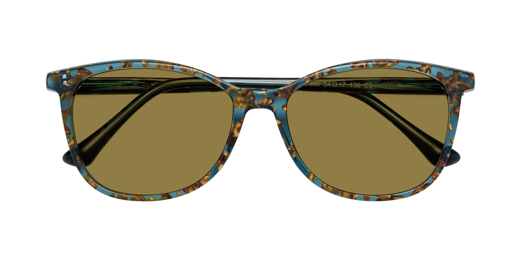 Folded Front of Creek in Ocean Blue Floral with Brown Polarized Lenses