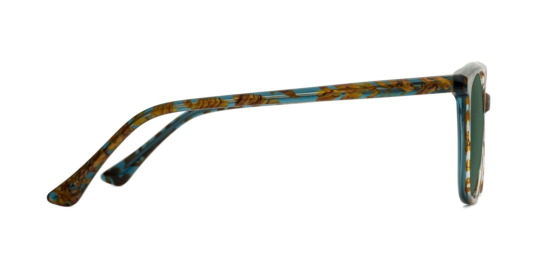 Side of Creek in Ocean Blue Floral with Green Polarized Lenses