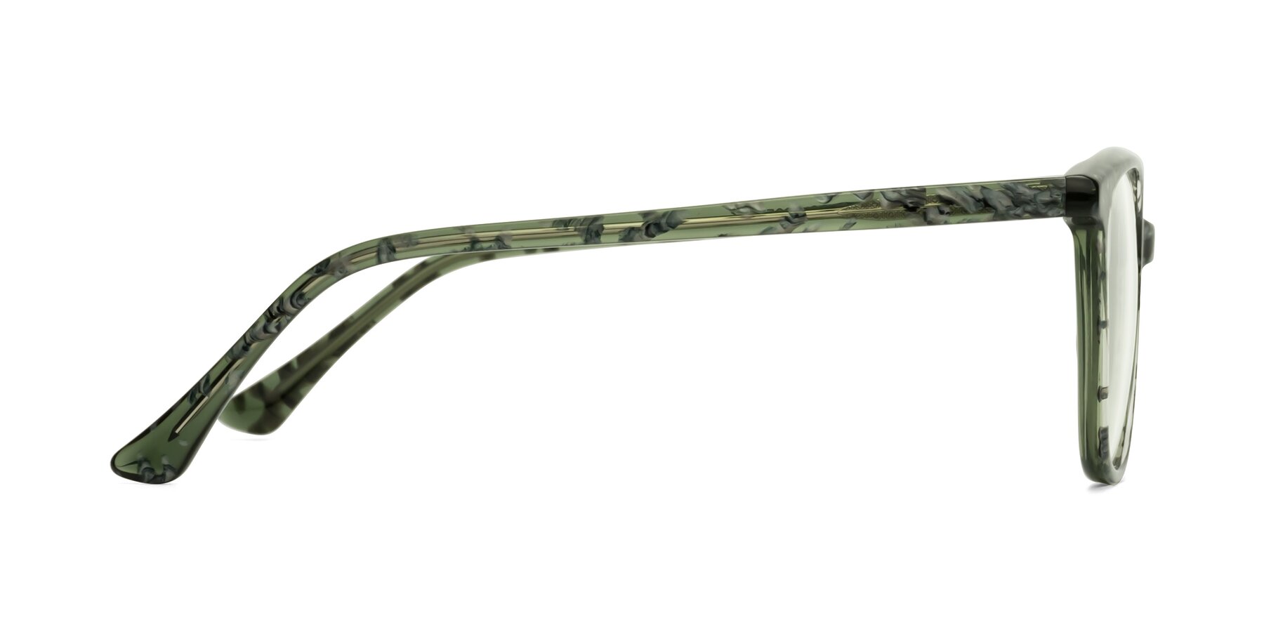 Side of Creek in Green Floral with Clear Reading Eyeglass Lenses
