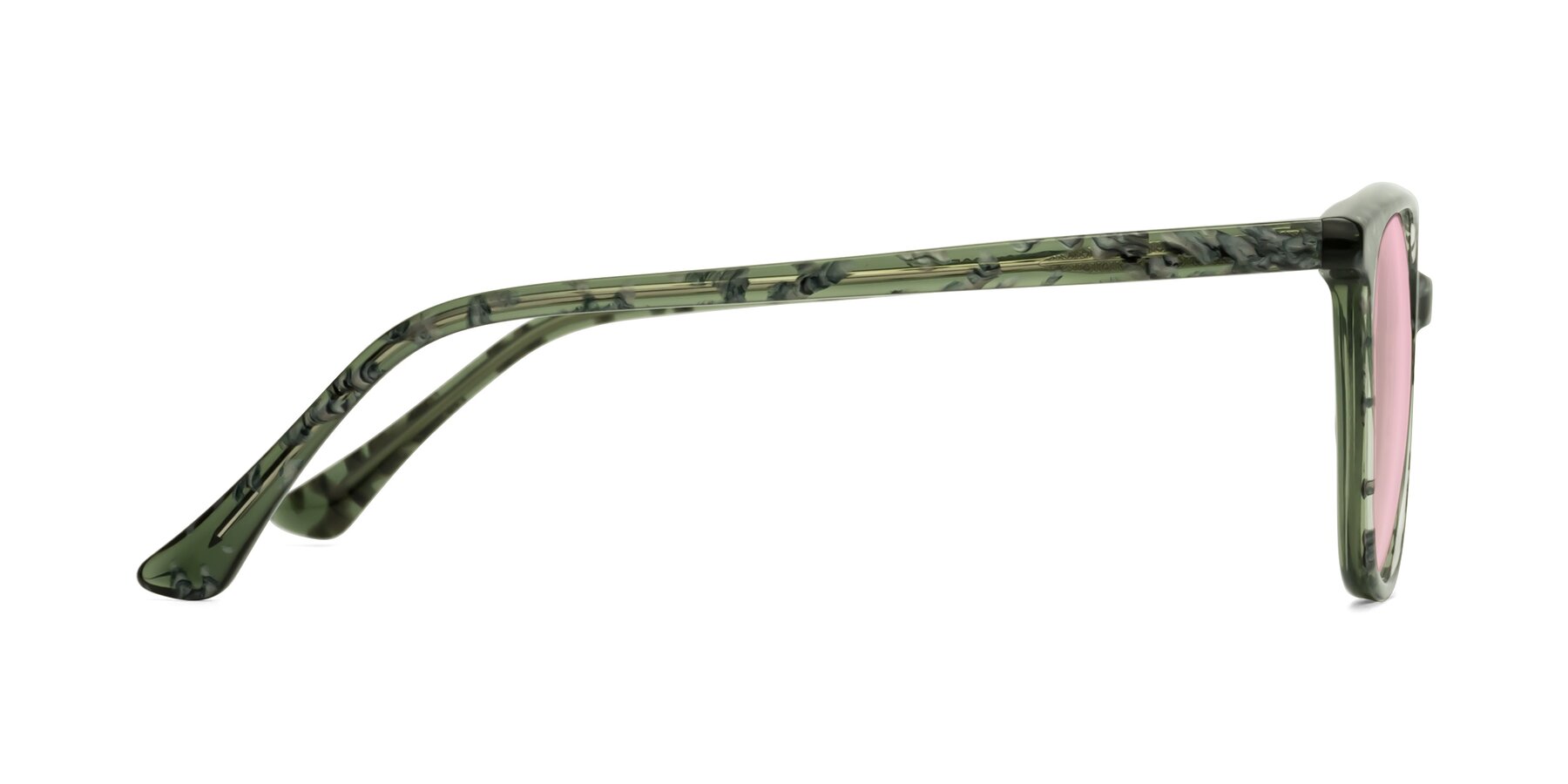 Side of Creek in Green Floral with Light Pink Tinted Lenses