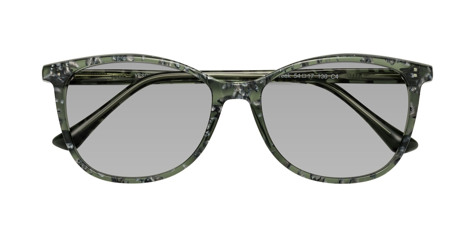 Folded Front of Creek in Green Floral with Light Gray Tinted Lenses