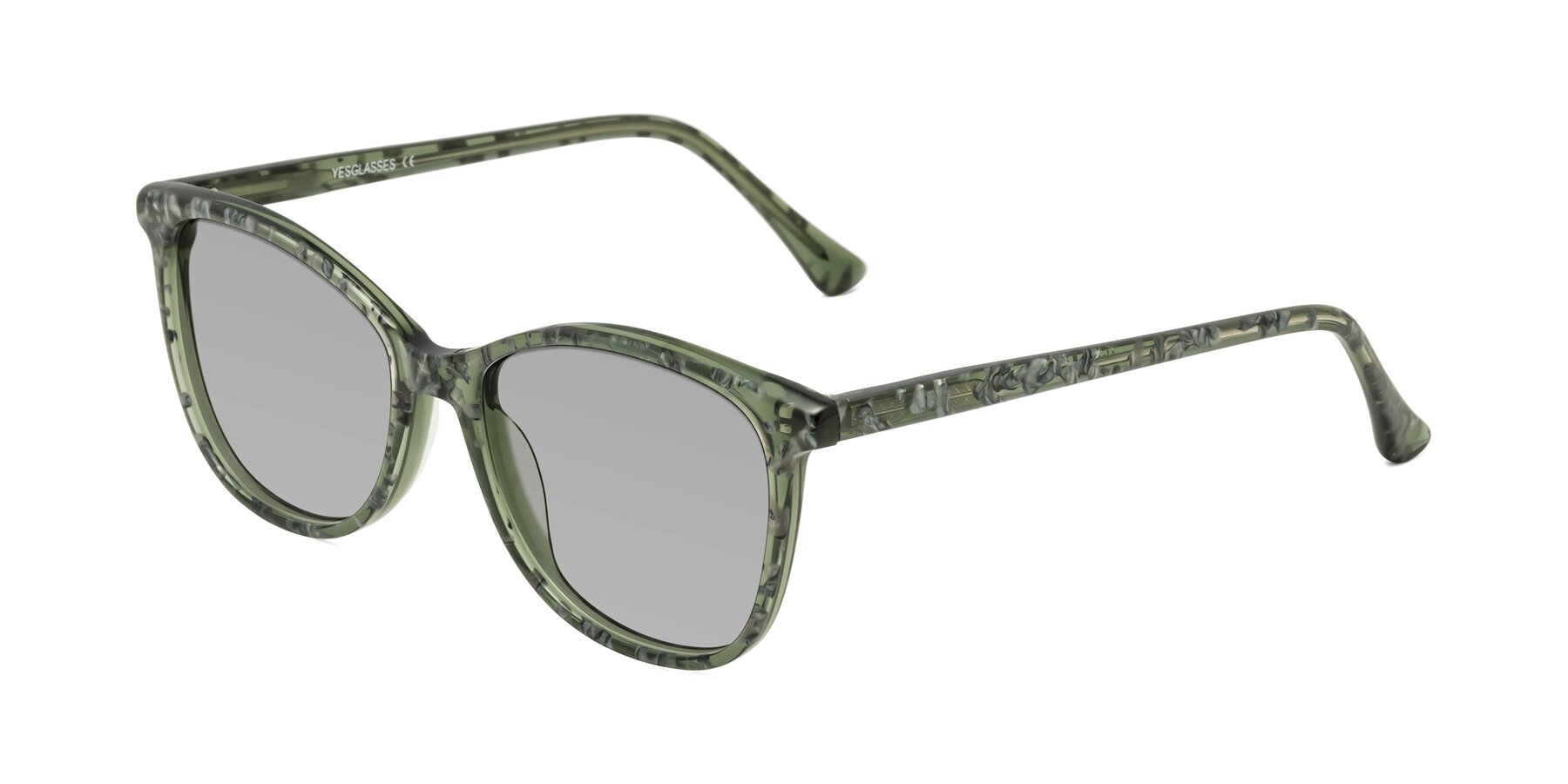 Angle of Creek in Green Floral with Light Gray Tinted Lenses