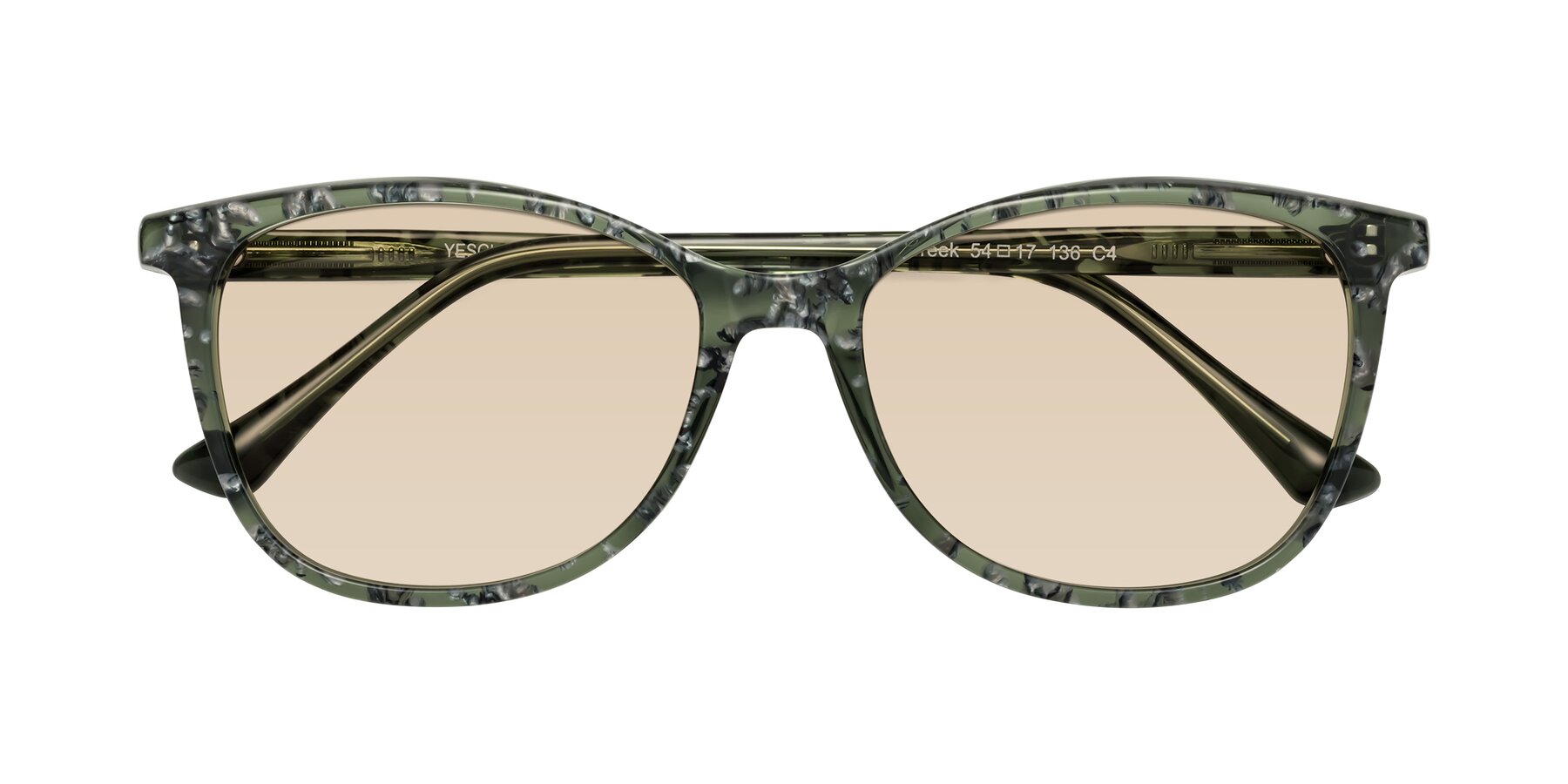 Folded Front of Creek in Green Floral with Light Brown Tinted Lenses