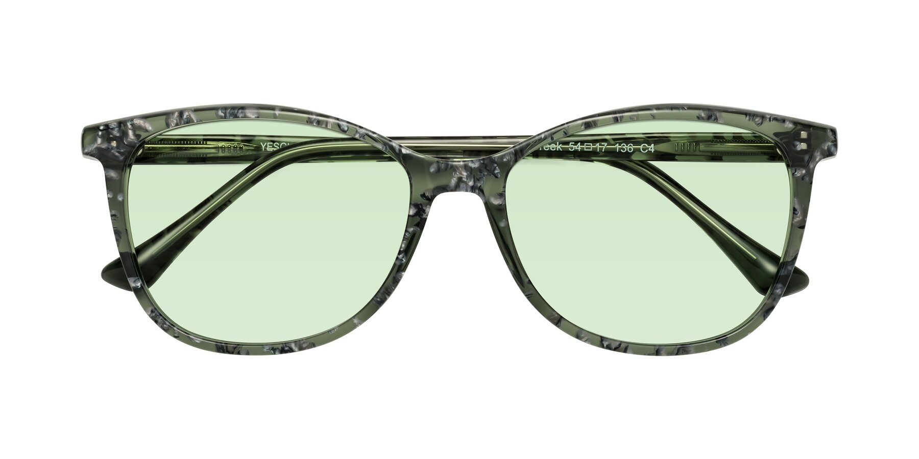 Folded Front of Creek in Green Floral with Light Green Tinted Lenses