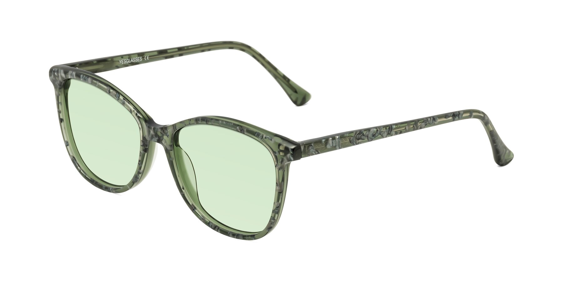 Angle of Creek in Green Floral with Light Green Tinted Lenses