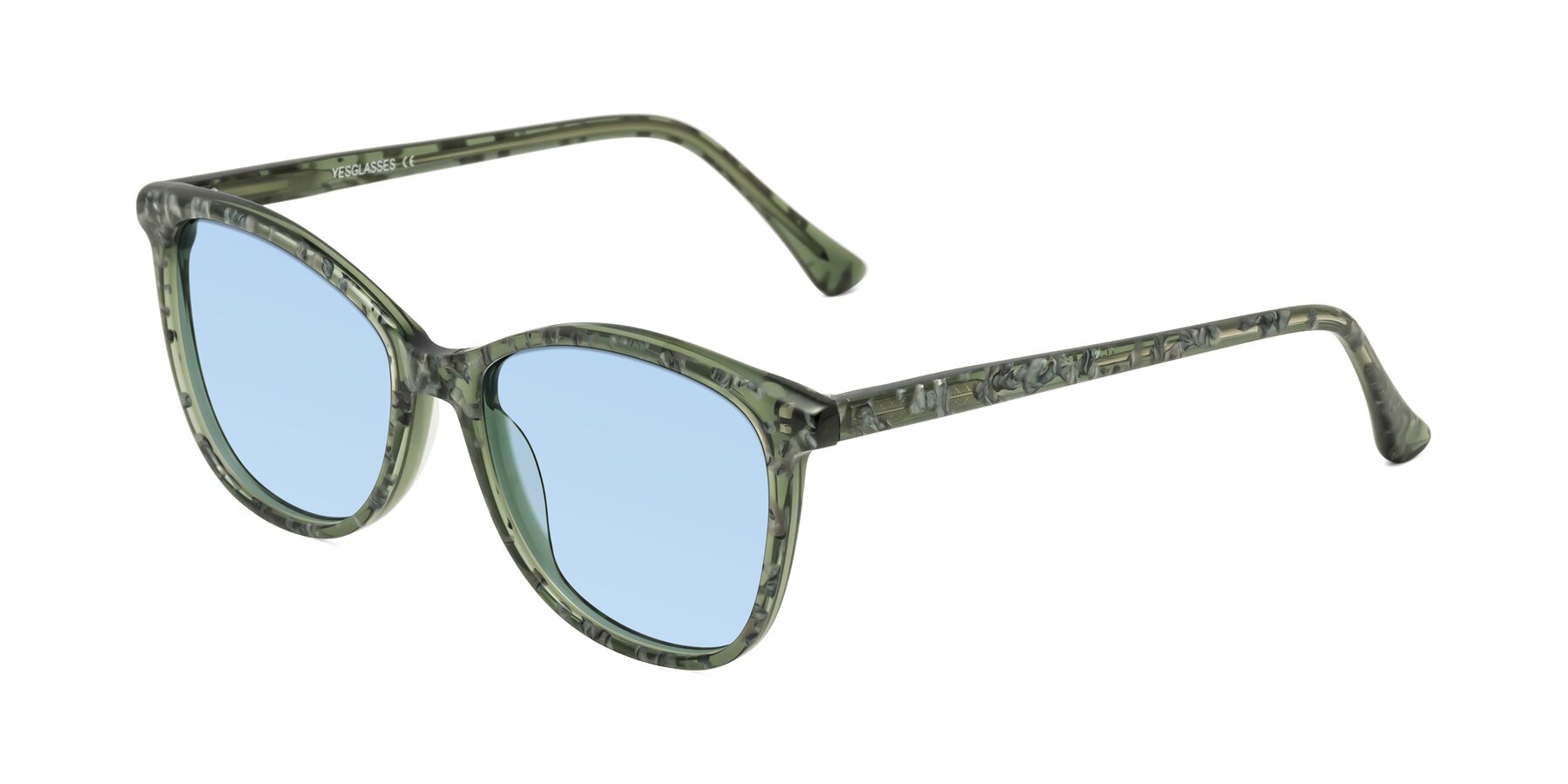 Angle of Creek in Green Floral with Light Blue Tinted Lenses