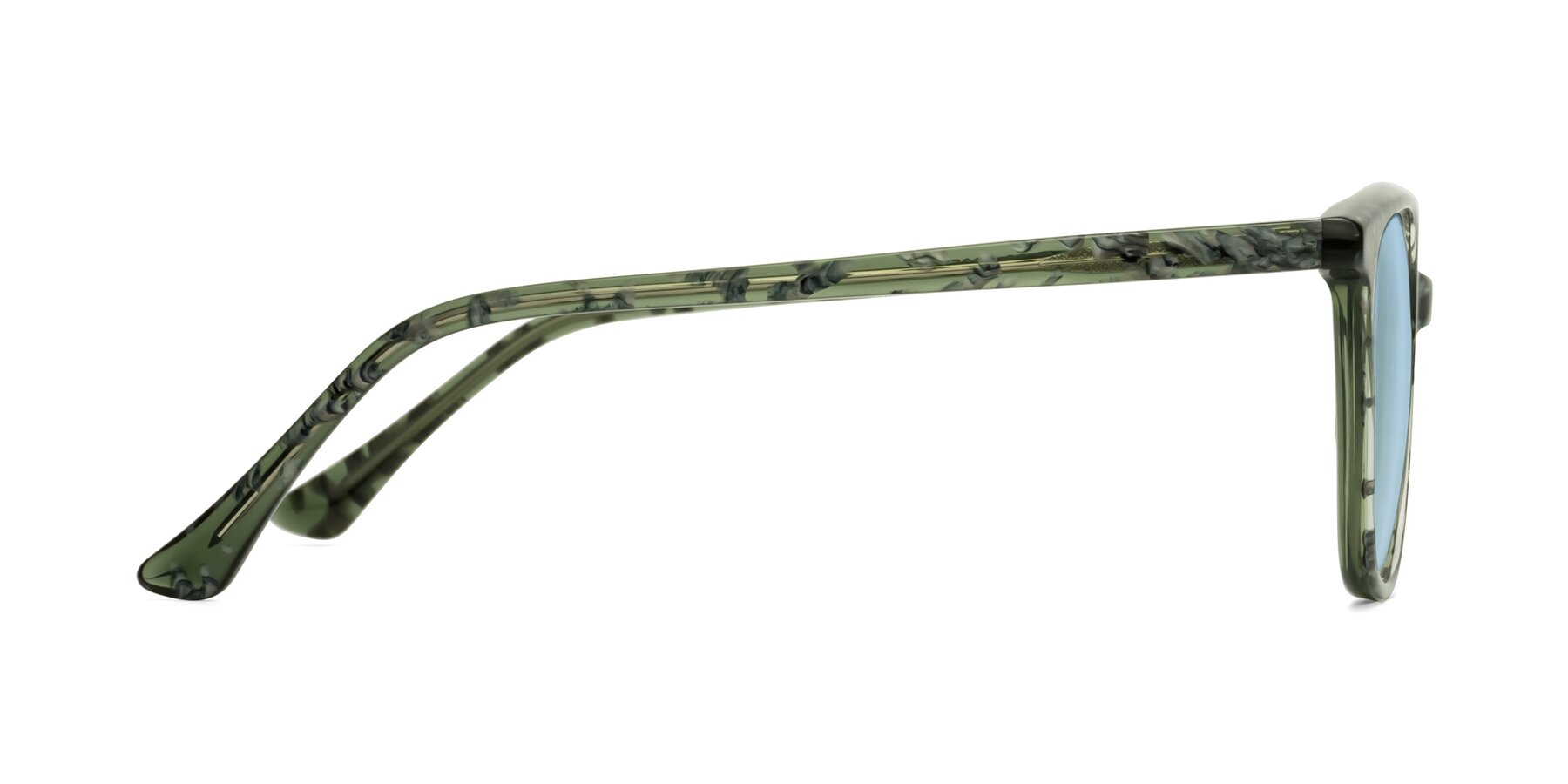 Side of Creek in Green Floral with Light Blue Tinted Lenses
