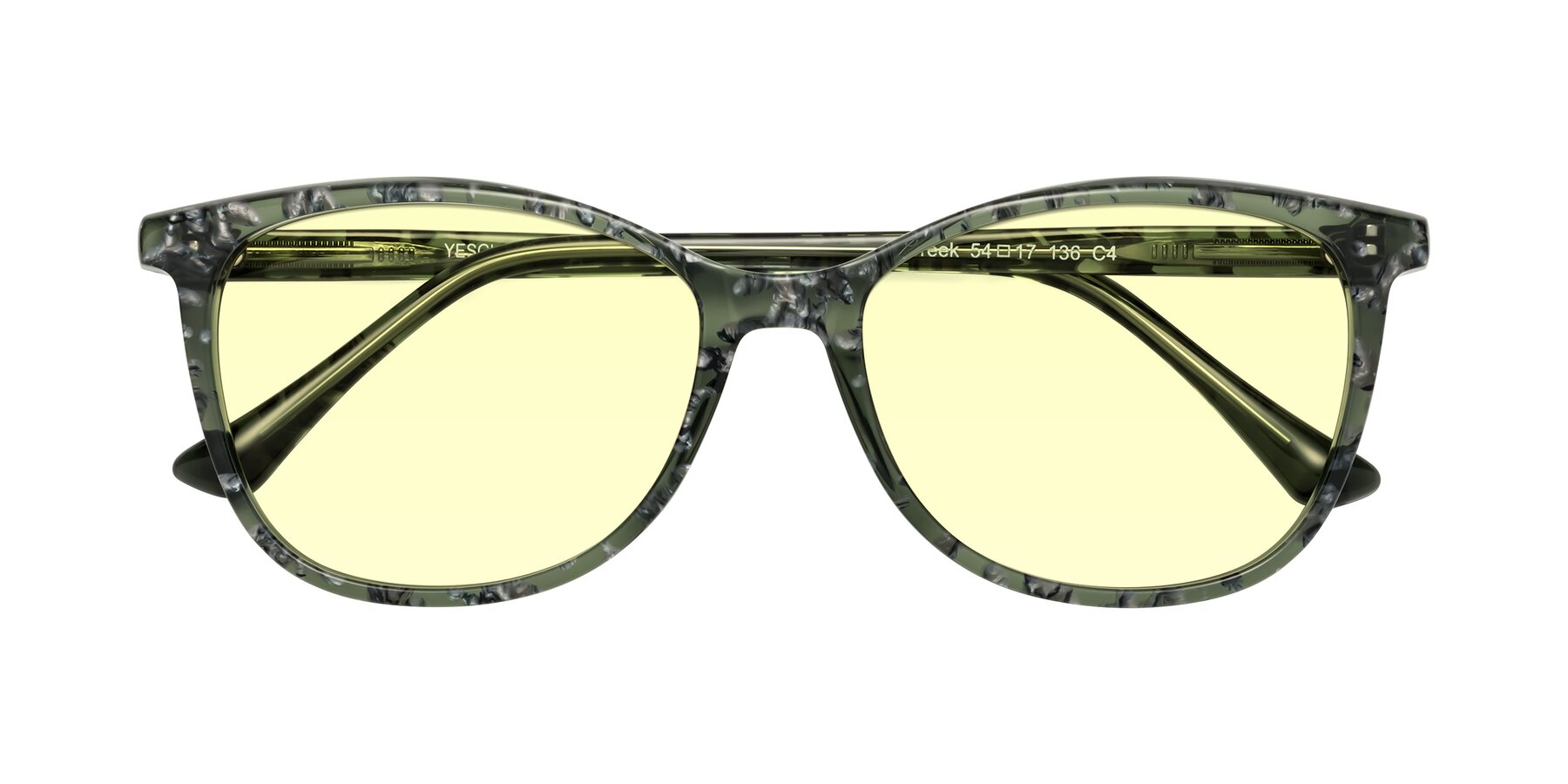 Folded Front of Creek in Green Floral with Light Yellow Tinted Lenses