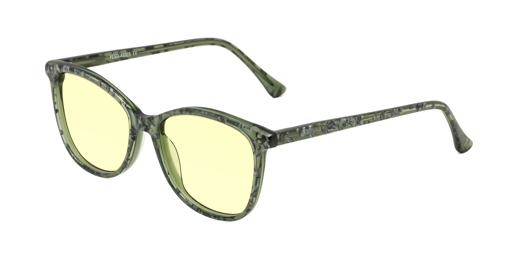 Angle of Creek in Green Floral with Light Yellow Tinted Lenses