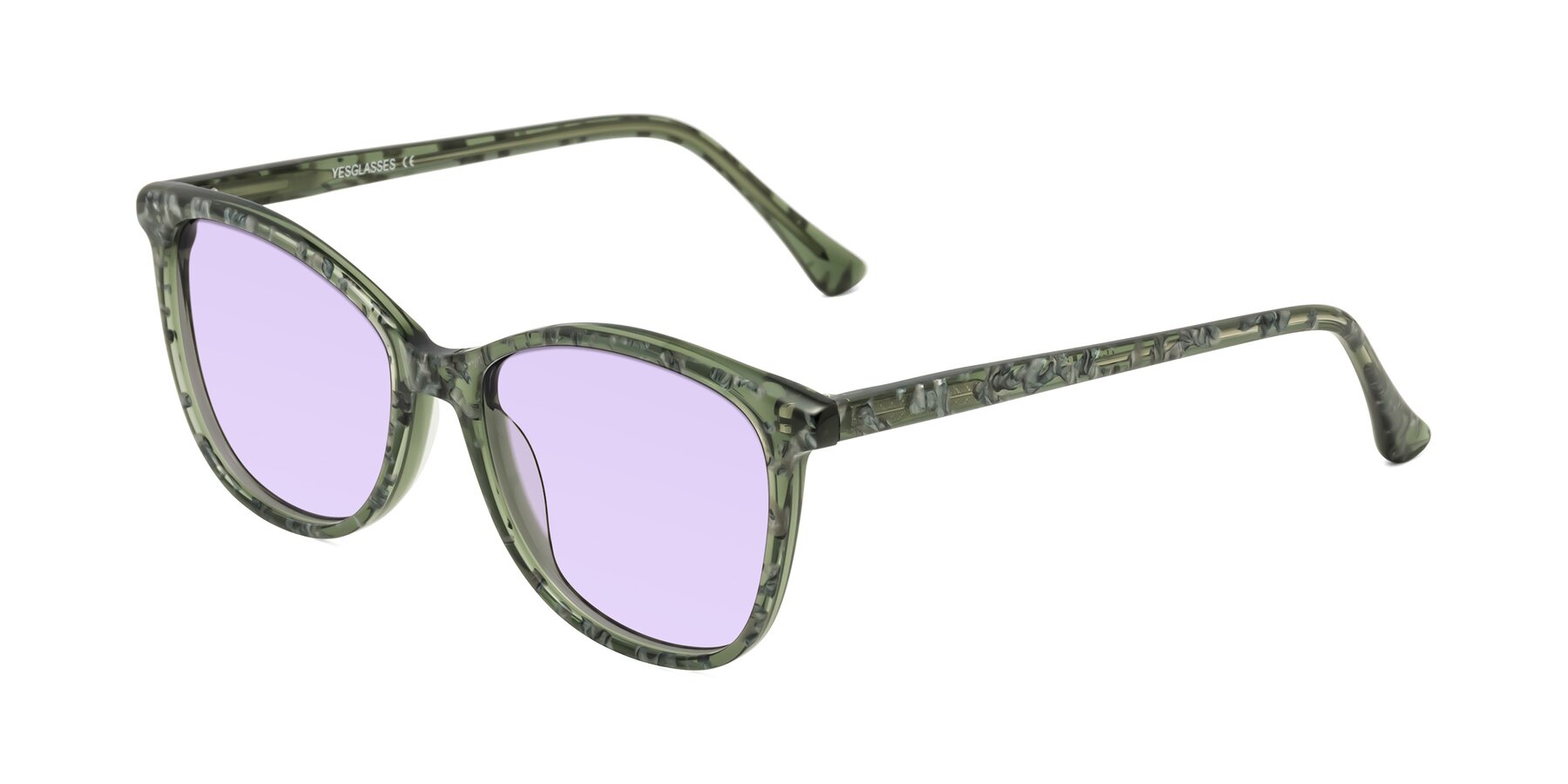 Angle of Creek in Green Floral with Light Purple Tinted Lenses