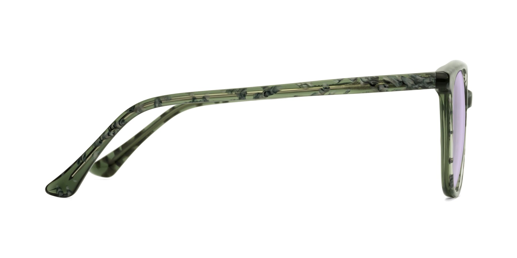Side of Creek in Green Floral with Light Purple Tinted Lenses