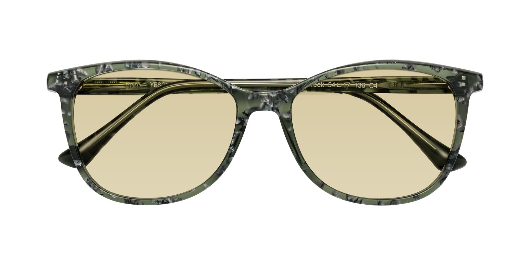 Folded Front of Creek in Green Floral with Light Champagne Tinted Lenses