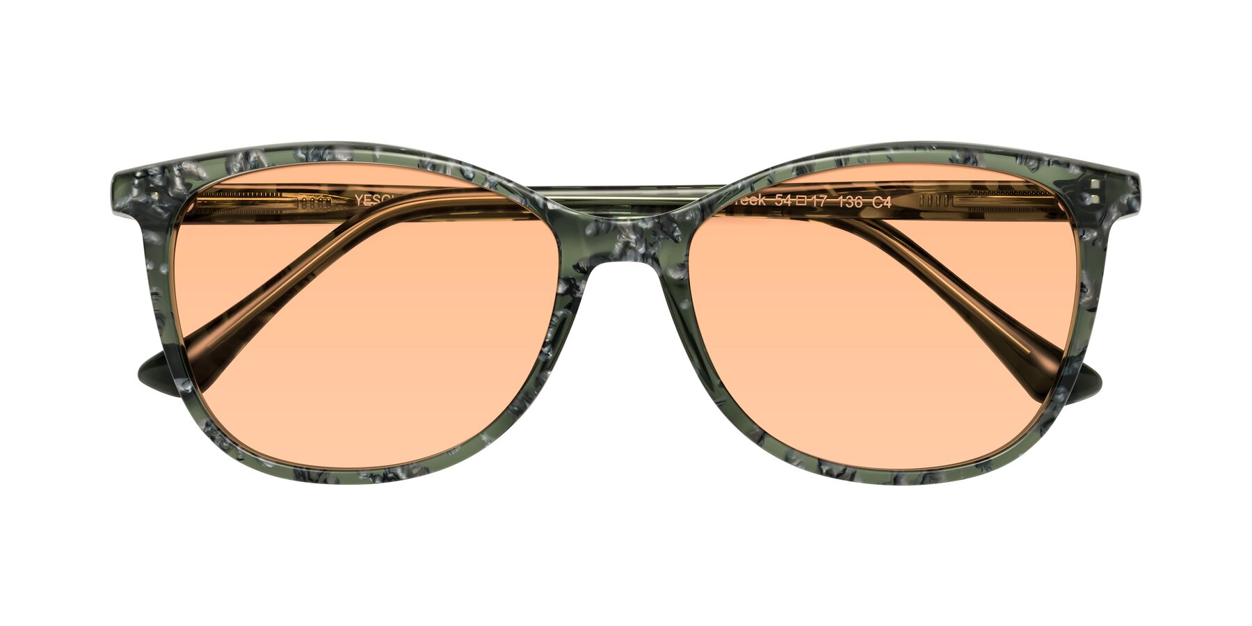 Folded Front of Creek in Green Floral with Light Orange Tinted Lenses