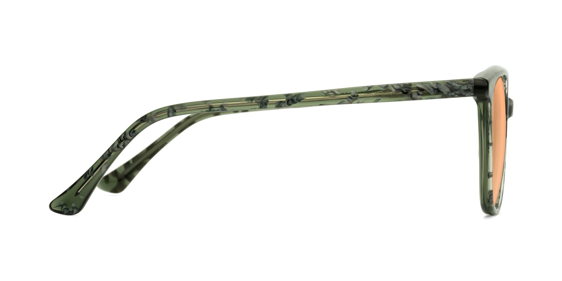 Side of Creek in Green Floral with Light Orange Tinted Lenses