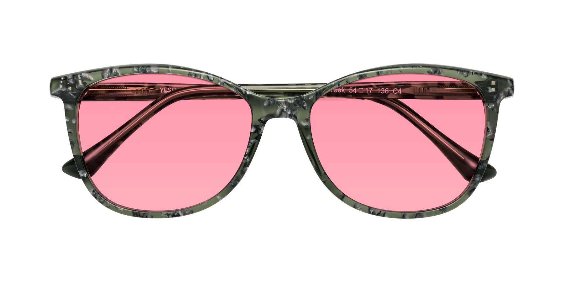 Folded Front of Creek in Green Floral with Pink Tinted Lenses