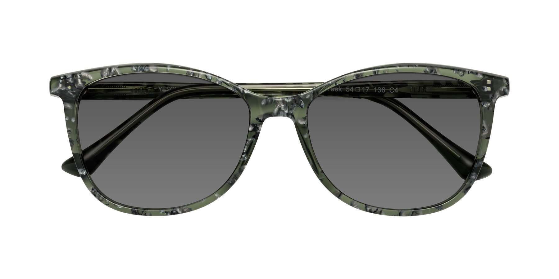 Folded Front of Creek in Green Floral with Medium Gray Tinted Lenses