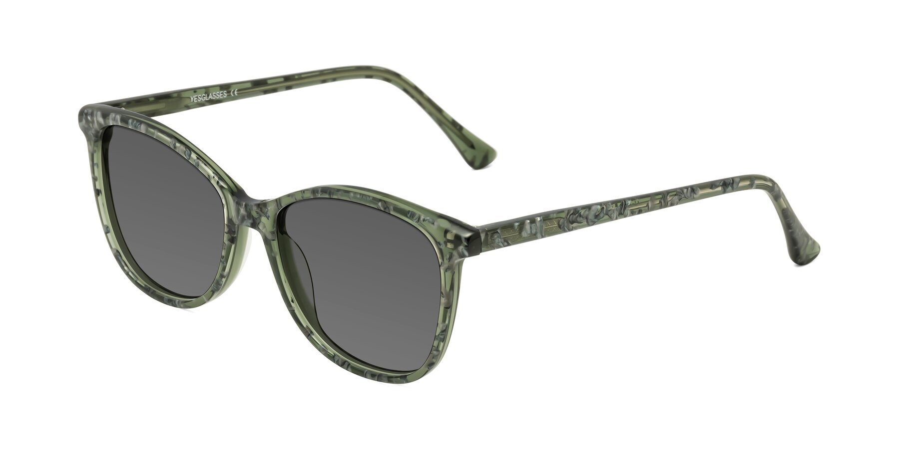 Angle of Creek in Green Floral with Medium Gray Tinted Lenses