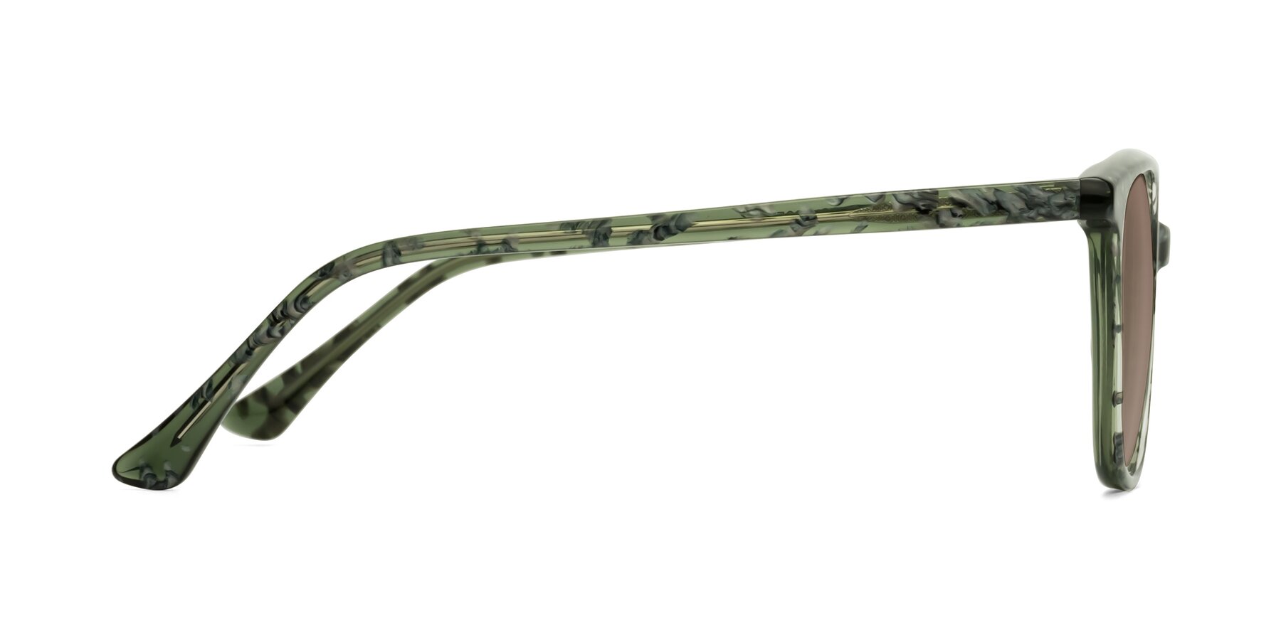 Side of Creek in Green Floral with Medium Brown Tinted Lenses