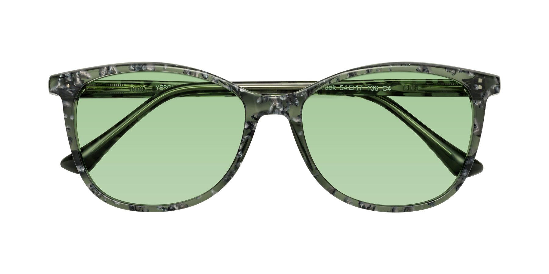 Folded Front of Creek in Green Floral with Medium Green Tinted Lenses