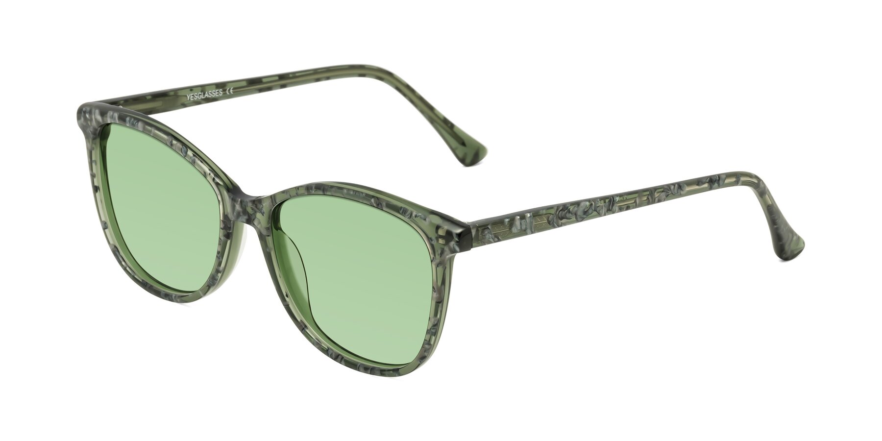 Angle of Creek in Green Floral with Medium Green Tinted Lenses