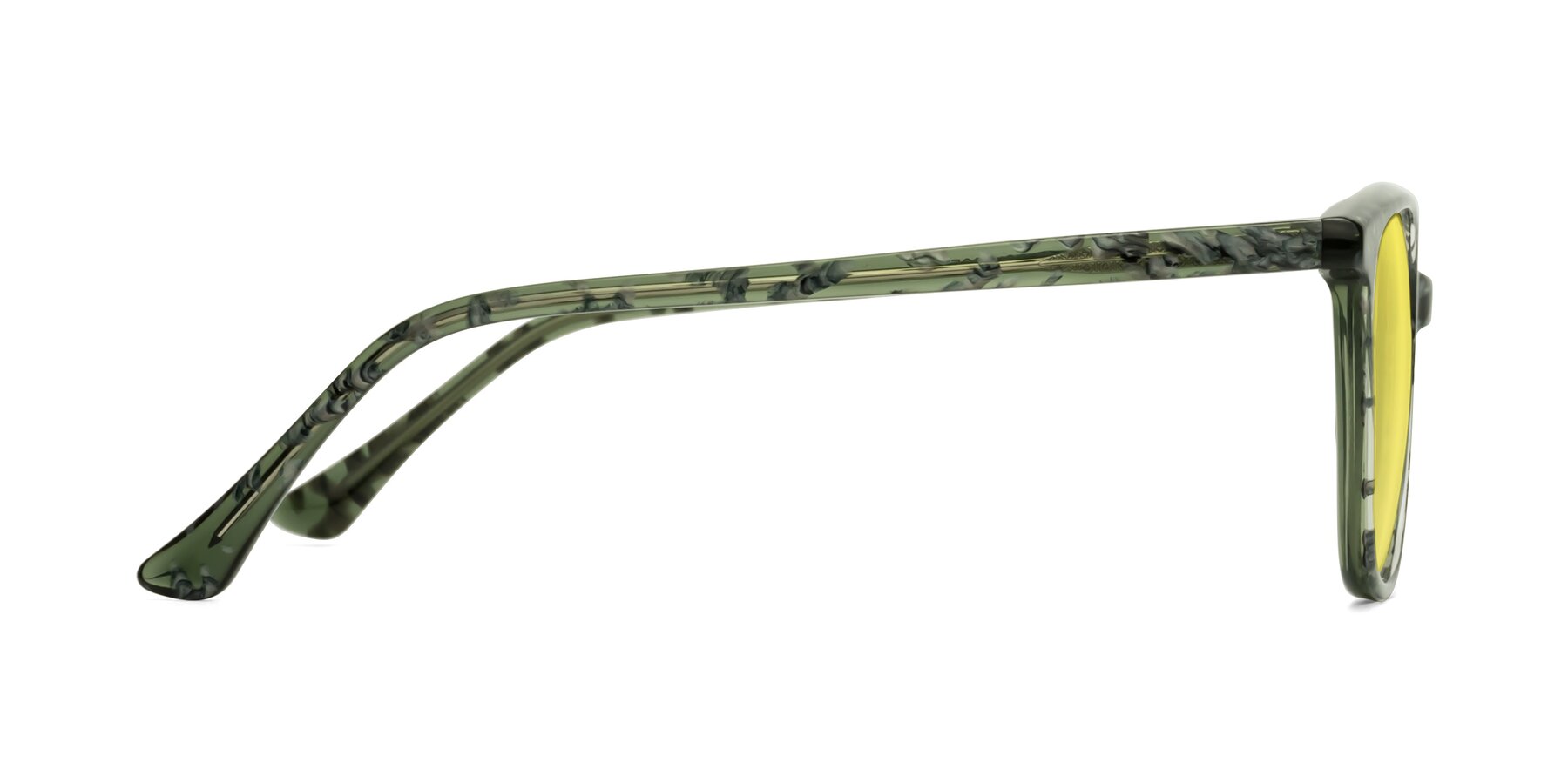 Side of Creek in Green Floral with Medium Yellow Tinted Lenses