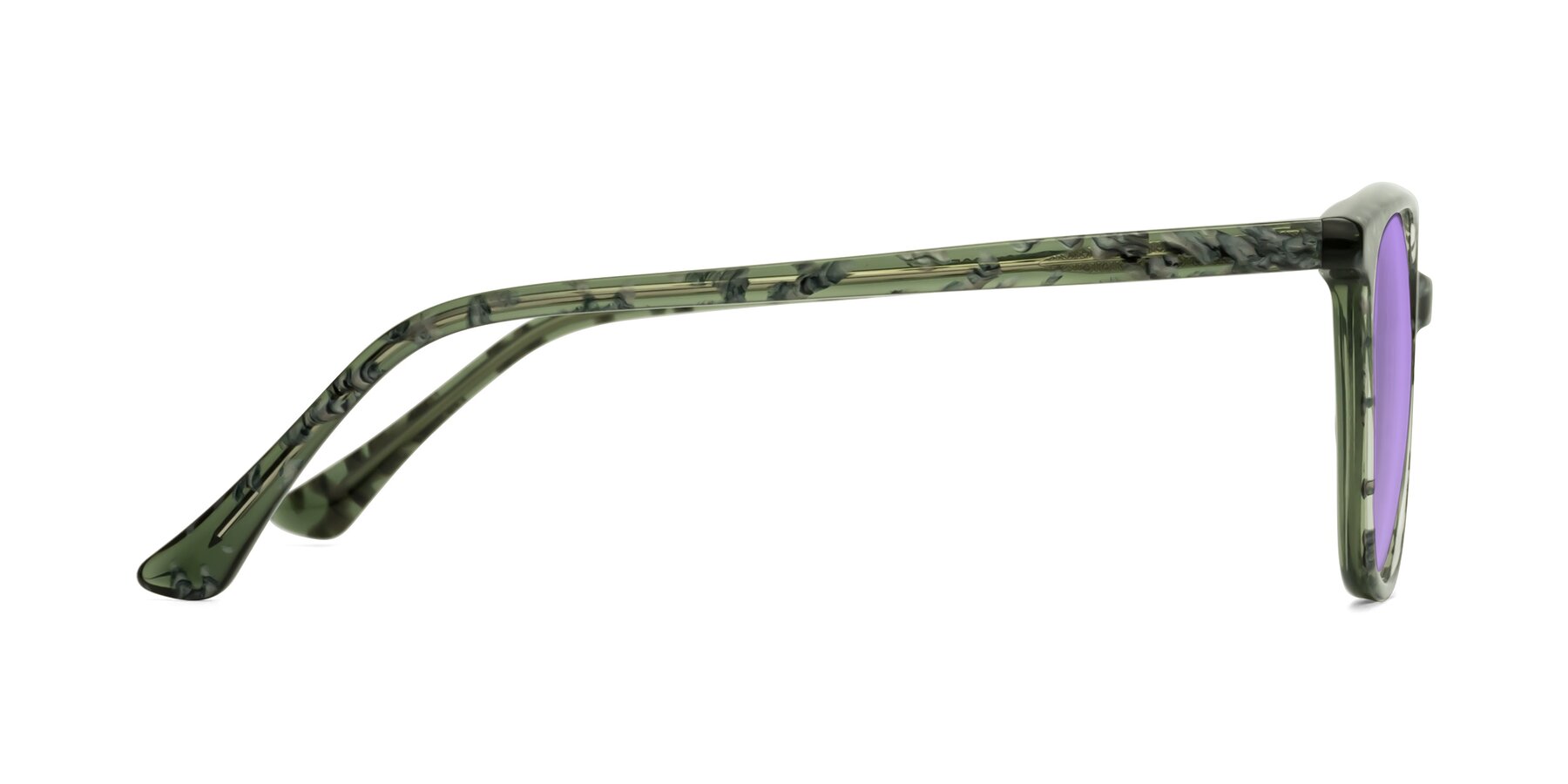 Side of Creek in Green Floral with Medium Purple Tinted Lenses