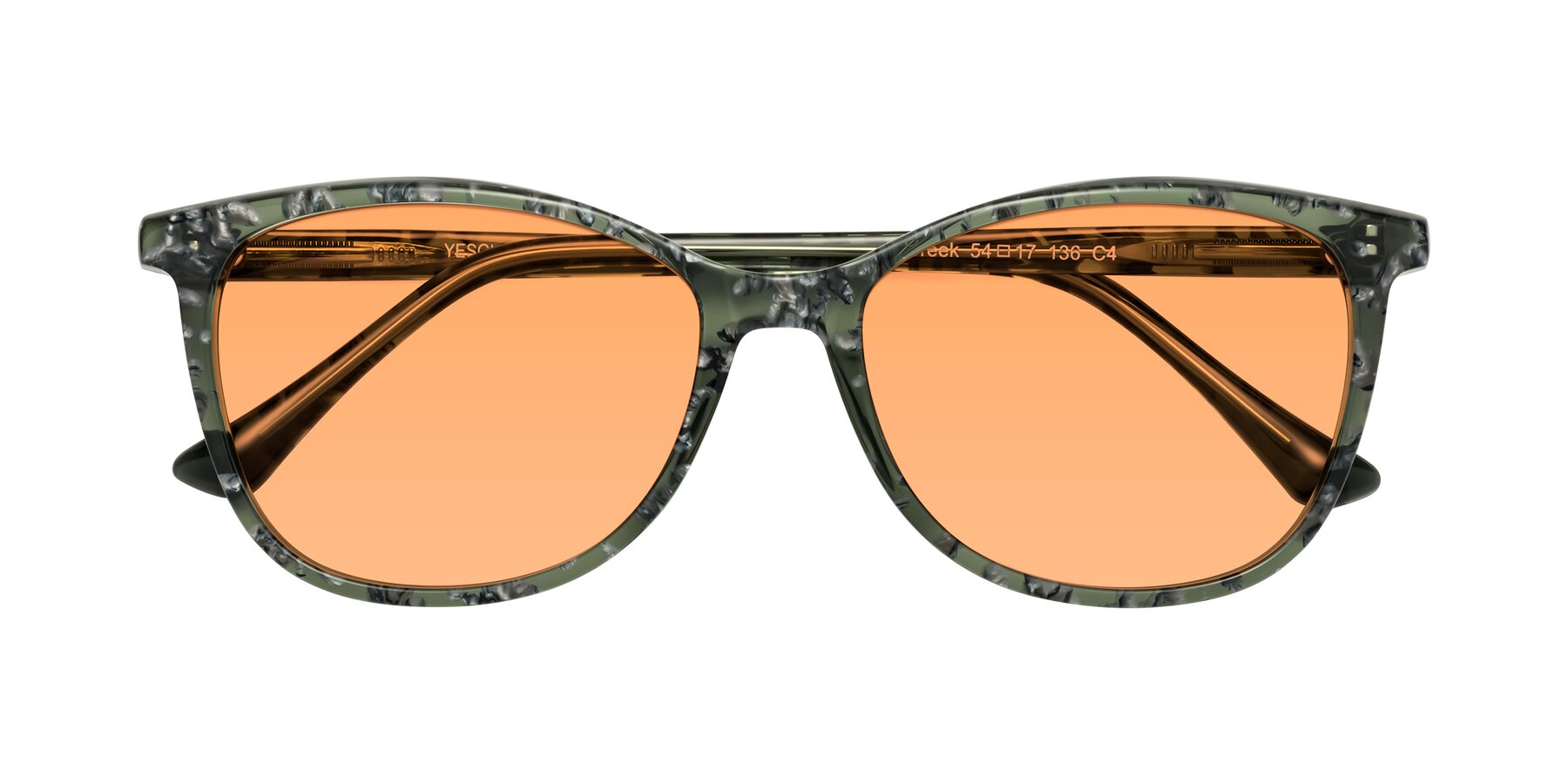 Folded Front of Creek in Green Floral with Medium Orange Tinted Lenses