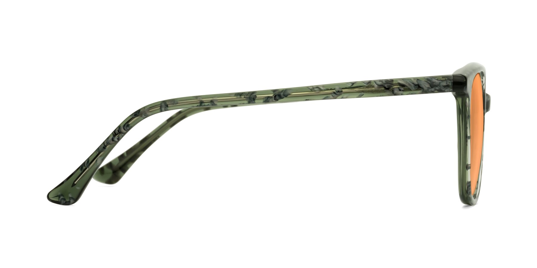 Side of Creek in Green Floral with Medium Orange Tinted Lenses