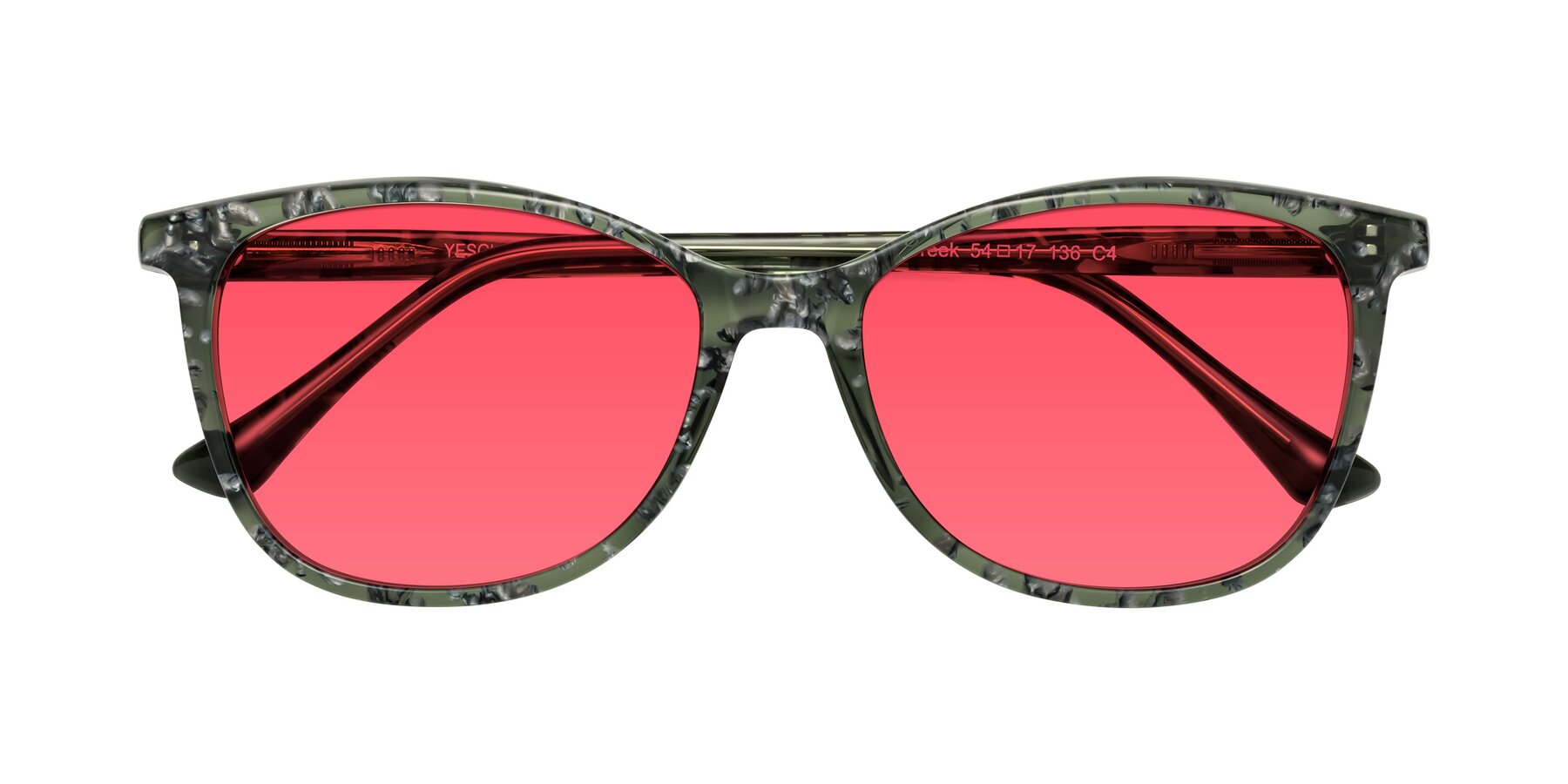 Folded Front of Creek in Green Floral with Red Tinted Lenses