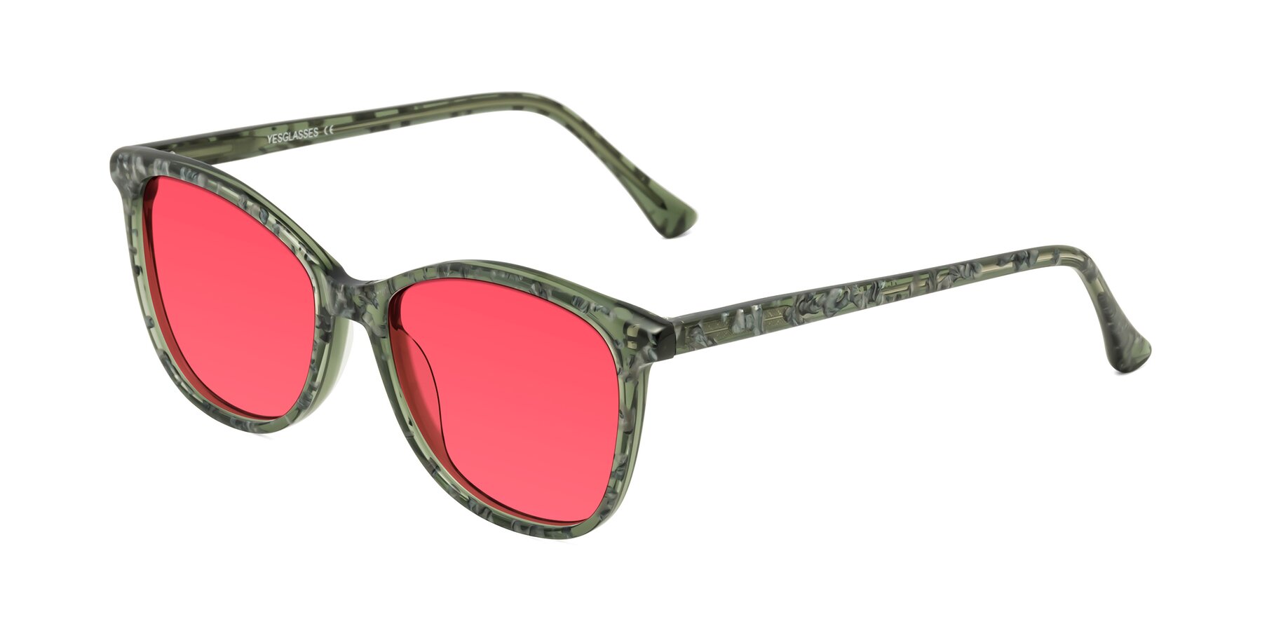Angle of Creek in Green Floral with Red Tinted Lenses