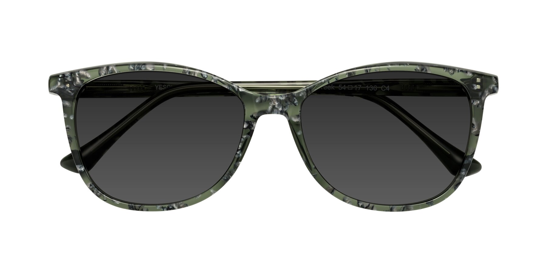 Folded Front of Creek in Green Floral with Gray Tinted Lenses