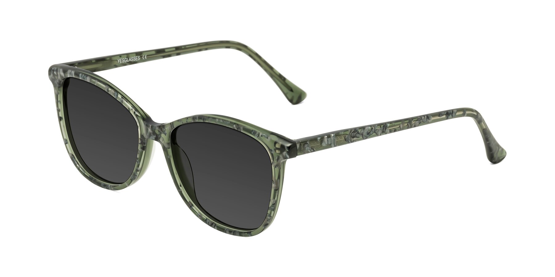 Angle of Creek in Green Floral with Gray Tinted Lenses