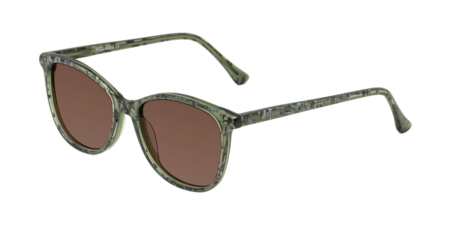 Angle of Creek in Green Floral with Brown Tinted Lenses