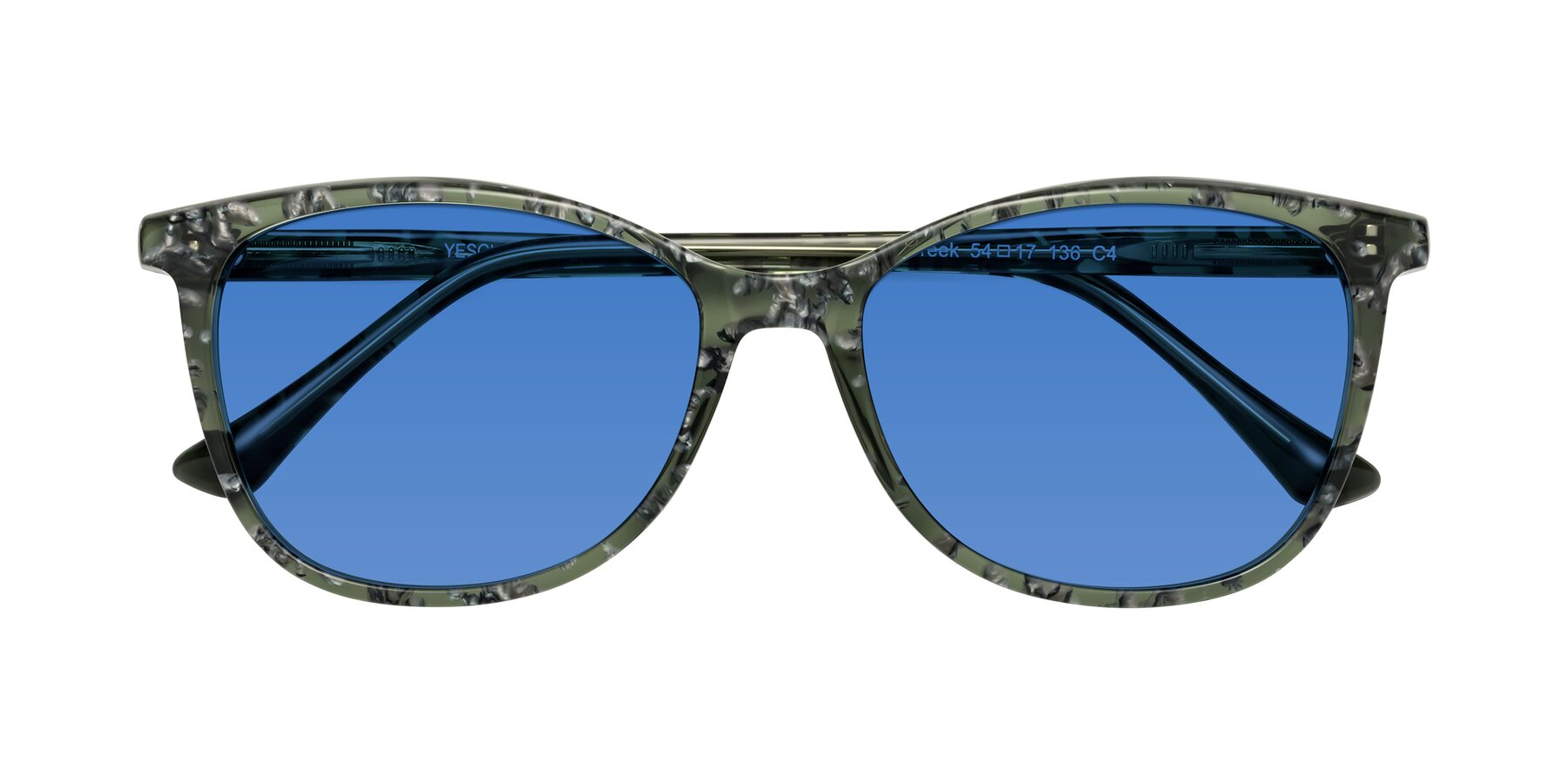 Folded Front of Creek in Green Floral with Blue Tinted Lenses
