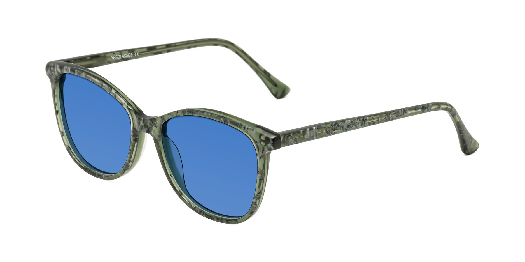 Angle of Creek in Green Floral with Blue Tinted Lenses