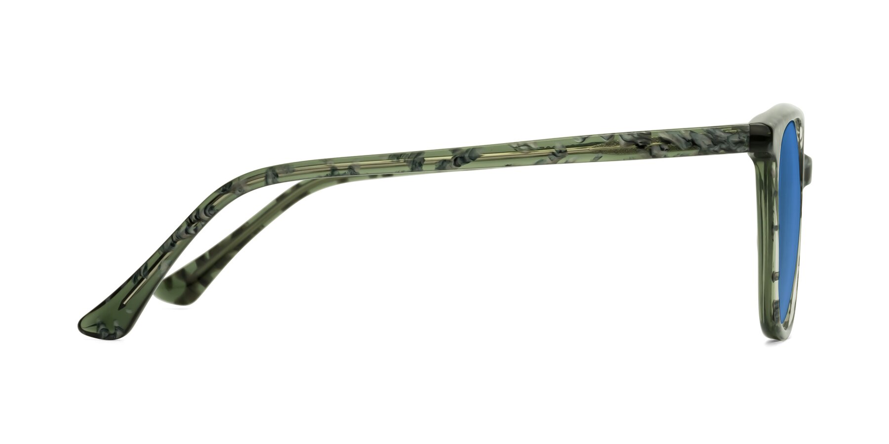 Side of Creek in Green Floral with Blue Tinted Lenses