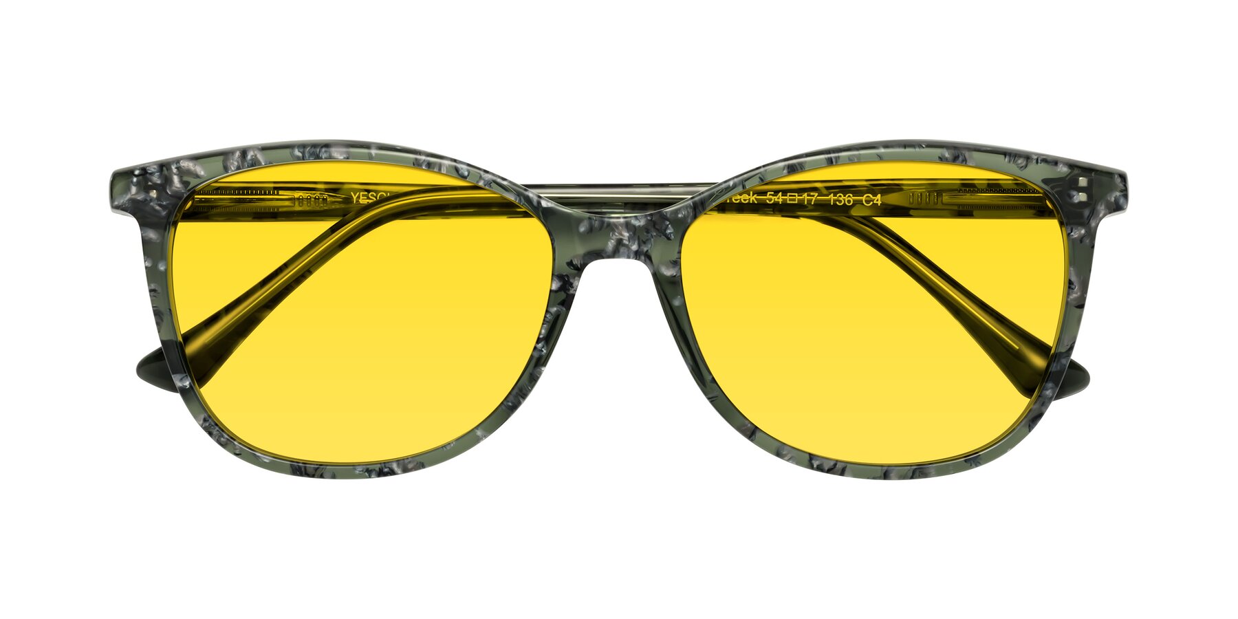 Folded Front of Creek in Green Floral with Yellow Tinted Lenses