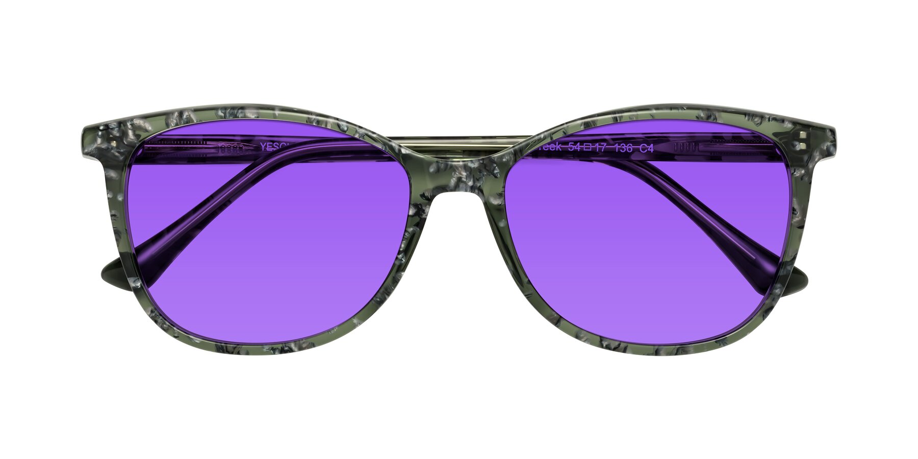 Folded Front of Creek in Green Floral with Purple Tinted Lenses