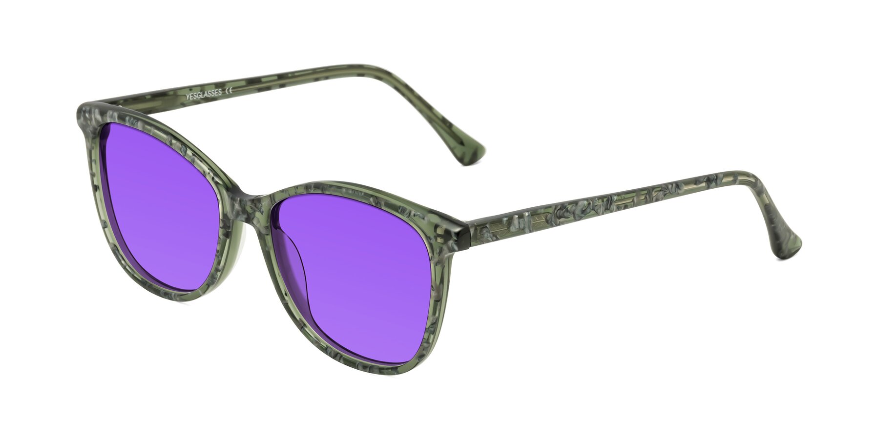 Angle of Creek in Green Floral with Purple Tinted Lenses