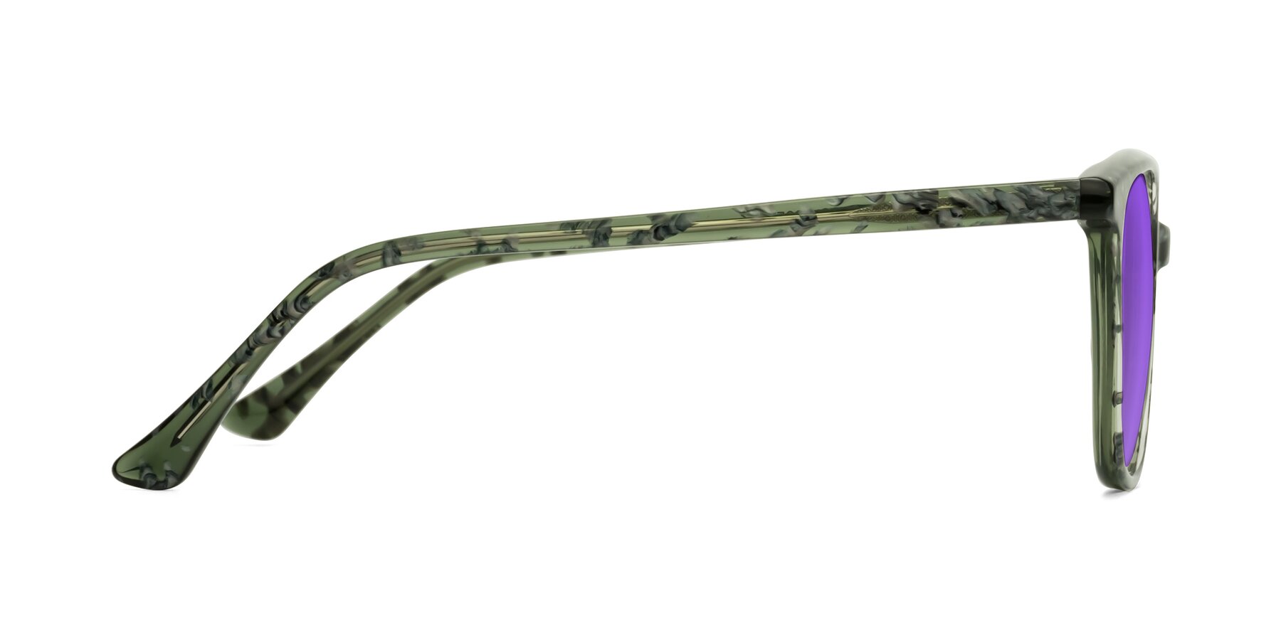 Side of Creek in Green Floral with Purple Tinted Lenses