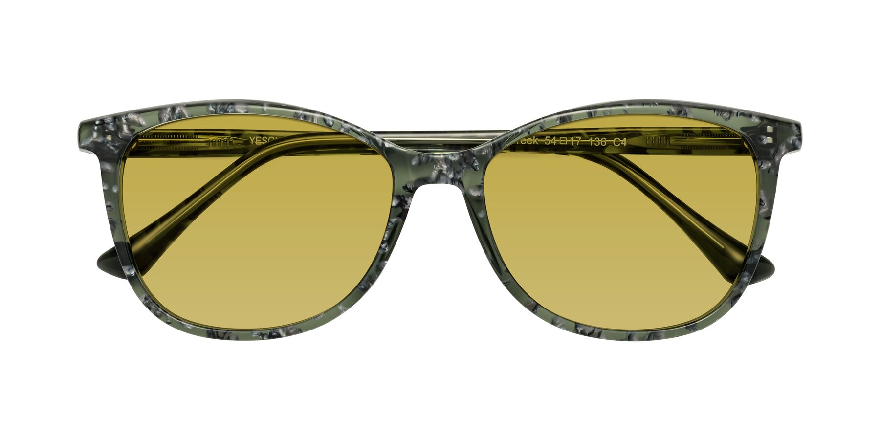 Folded Front of Creek in Green Floral with Champagne Tinted Lenses