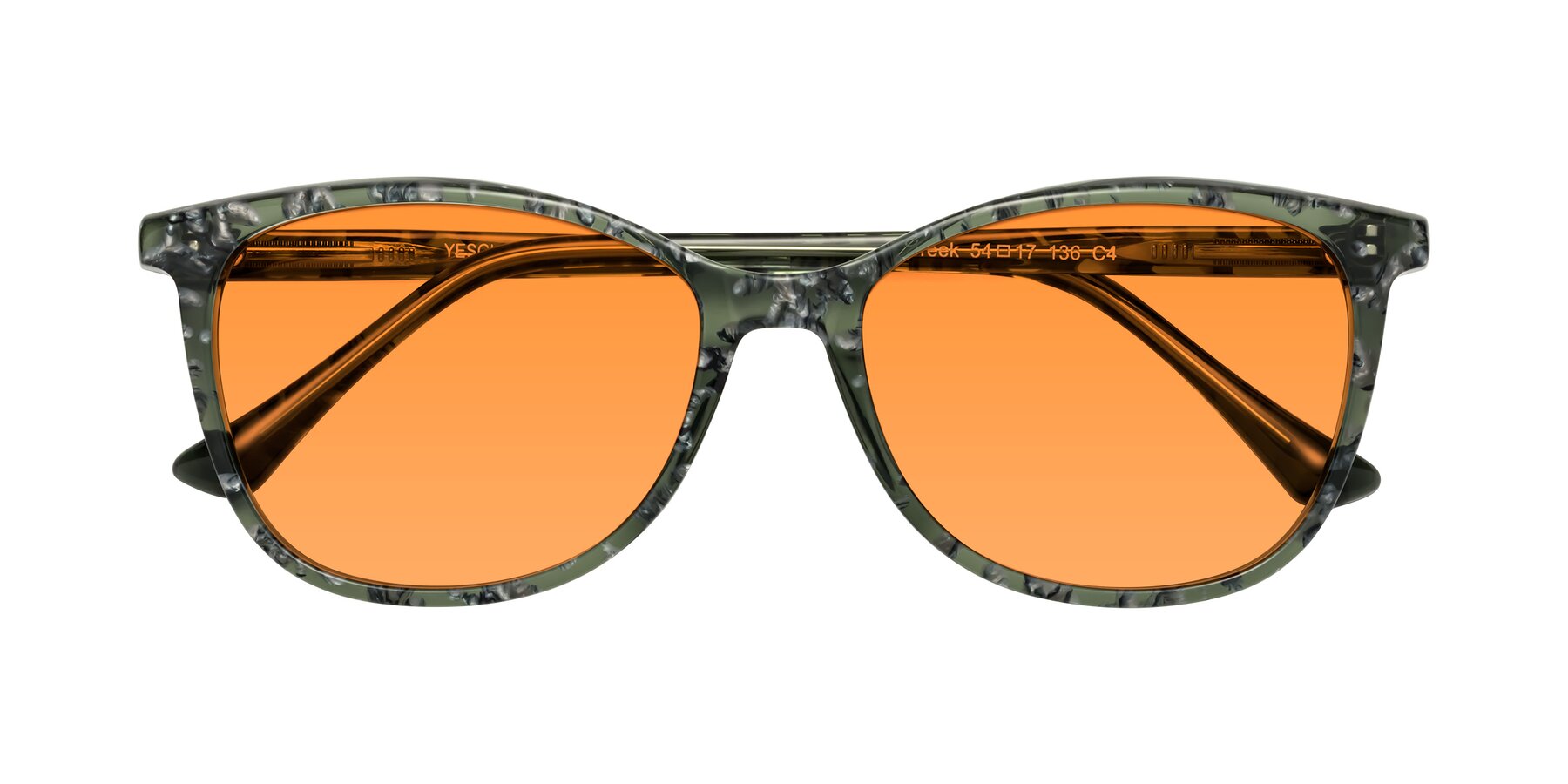 Folded Front of Creek in Green Floral with Orange Tinted Lenses