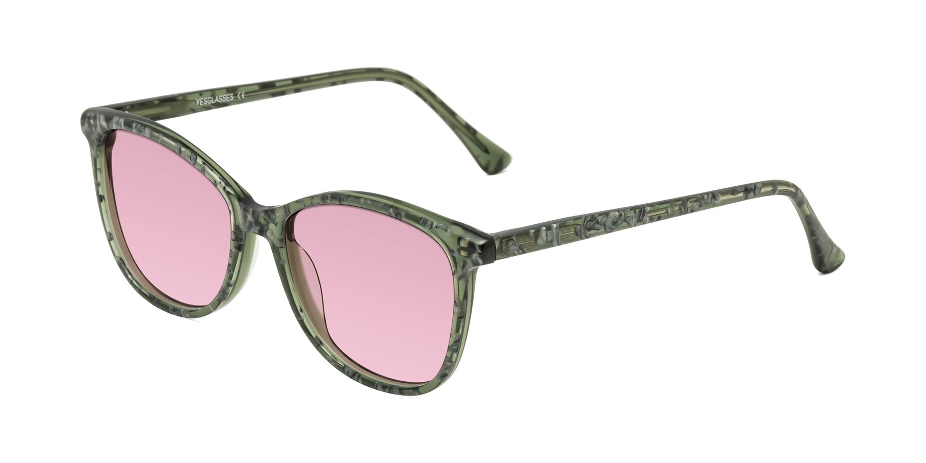 Angle of Creek in Green Floral with Light Wine Tinted Lenses