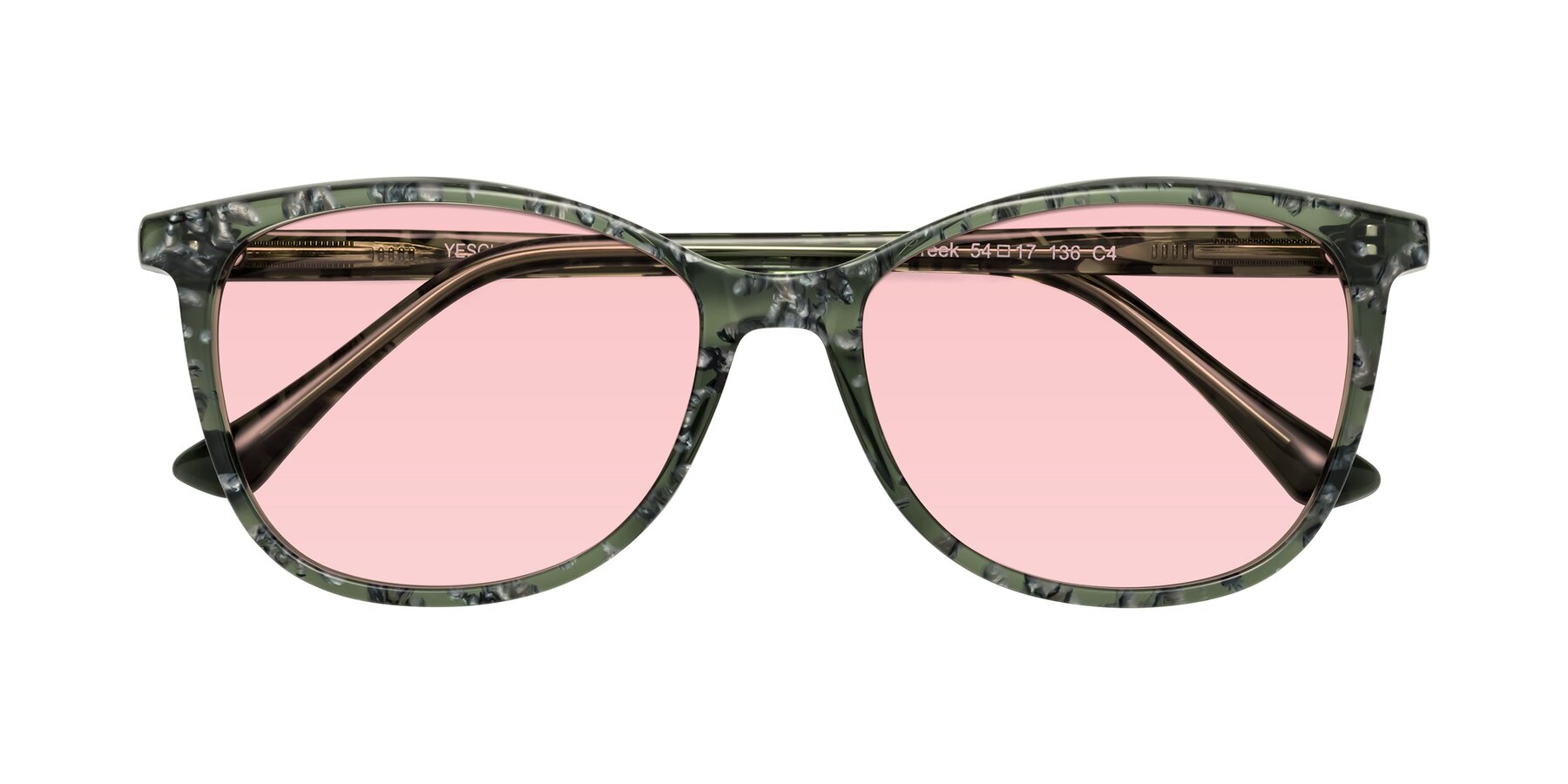 Folded Front of Creek in Green Floral with Light Garnet Tinted Lenses