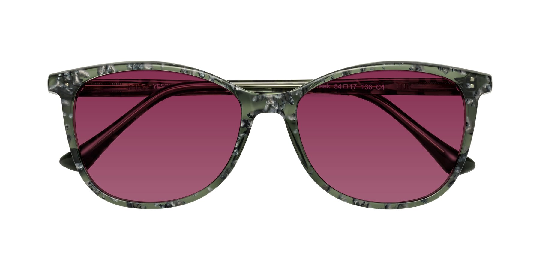 Folded Front of Creek in Green Floral with Wine Tinted Lenses