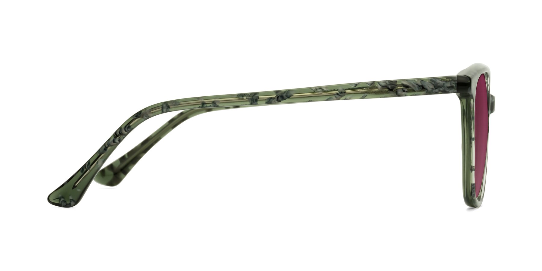 Side of Creek in Green Floral with Wine Tinted Lenses