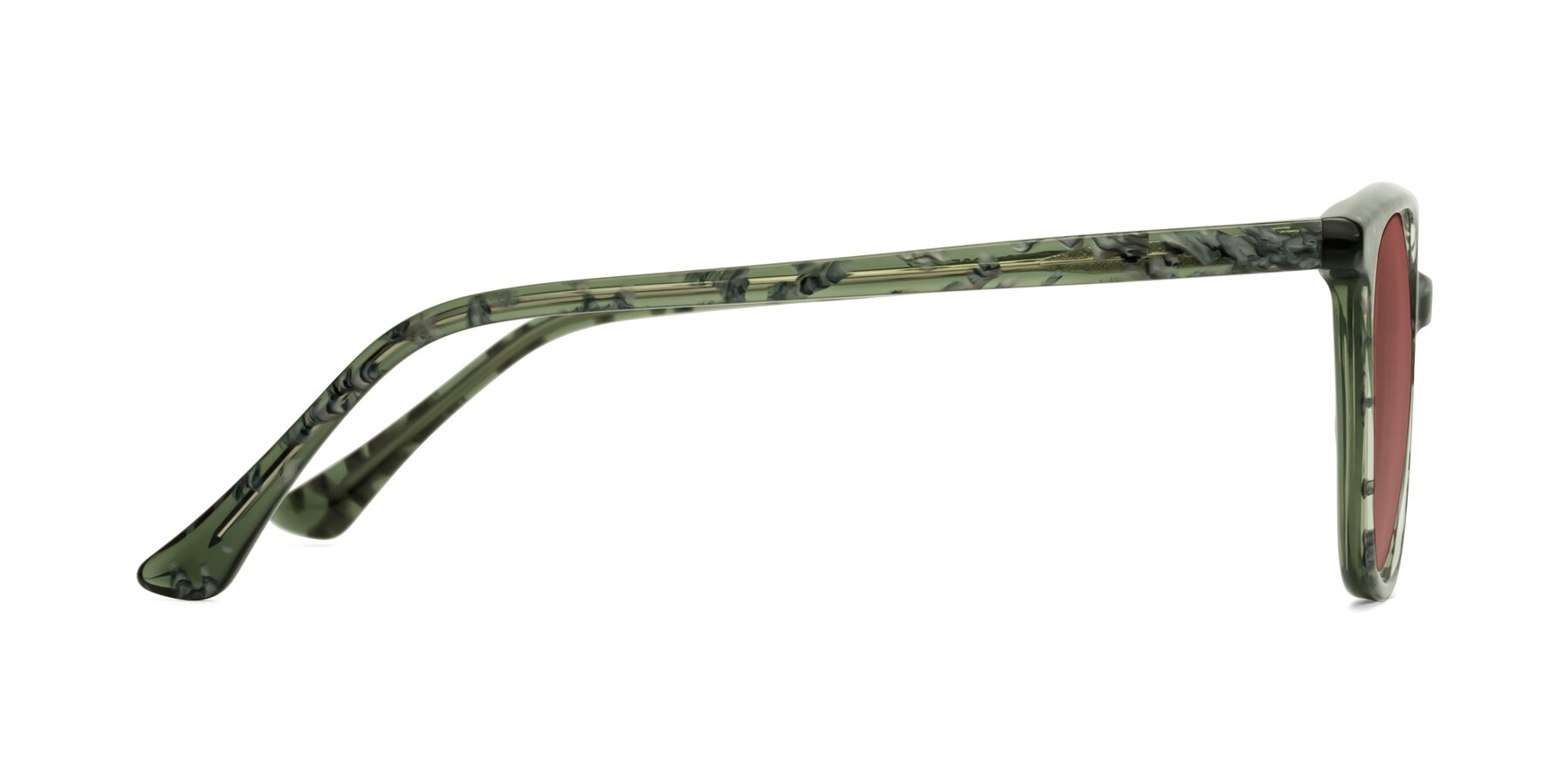 Side of Creek in Green Floral with Garnet Tinted Lenses